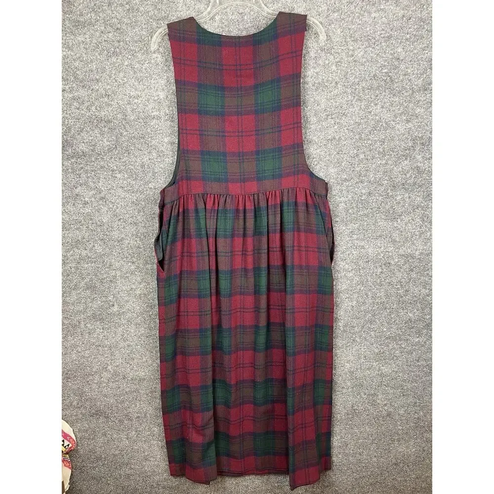 Ventage Walker & Lane Plaid Corduroy Pinafore Dress Size 12 - Picture 8 of 11
